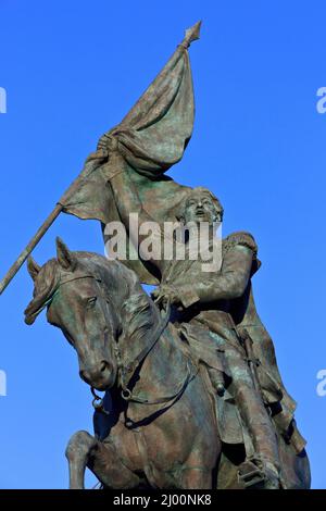 Reiterstatue des argentinischen Generals San Martin (1778-1850), Befreier von Argentinien, Chile und Peru in Boulogne-sur-Mer (Pas-de-Calais), Frankreich Stockfoto