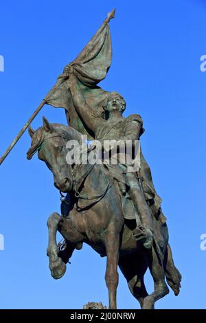 Reiterstatue des argentinischen Generals San Martin (1778-1850), Befreier von Argentinien, Chile und Peru in Boulogne-sur-Mer (Pas-de-Calais), Frankreich Stockfoto