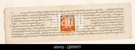Kraft des Glaubens, Folio aus einer Shatasahasirika Prajnaparamita (die Vollkommenheit der Weisheit in 100.000 Versen). Westtibet, Maryul Bezirk, Tholing Kloster, 11. Jahrhundert. Manuskripte. Tinte, opakes Aquarell und Gold auf Papier Stockfoto