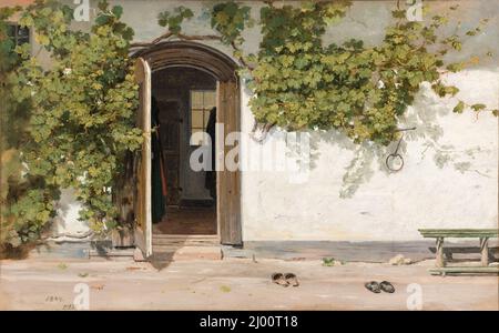 Eingang zu einem Gasthaus im Praestegarden in Hillested. Martinus Rørbye (Dänemark, 1803-1848). 1844. Gemälde. Öl auf Papier, auf Leinwand montiert Stockfoto