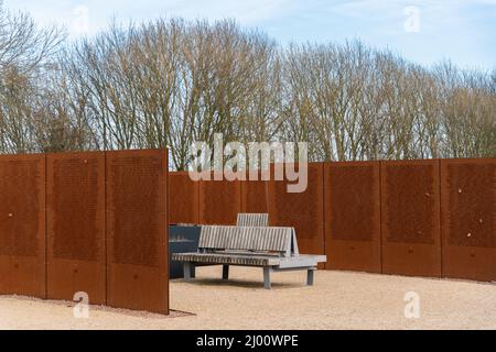 Bomber Command, Lincoln, Arboretum-Stätte, Denkmal, nationales Gedenken, Lincolnshire, RAF Bomber County, Sitzbereich, Turmdenkmal, Leuchtfeuer, Turm. Stockfoto
