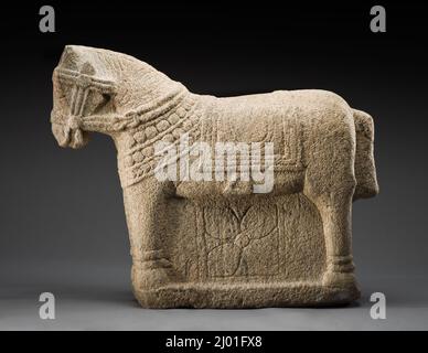 Pferd. Indien, Tamil Nadu, Region Madurai (?), ca. Ende des 14..-15.. Jahrhunderts. Skulptur. Granit Stockfoto