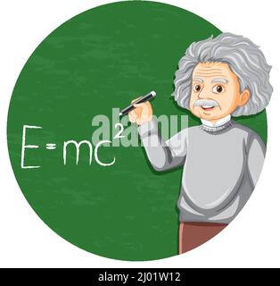 Porträt von Albert Einstein in Cartoon-Stil Illustration Stock Vektor