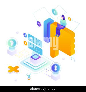 Schlechtes Feedback, Abneigung gegen Daumen nach unten, negative Kommentare in sozialen Medien, flache Vektor-isometrische Illustration. Stock Vektor