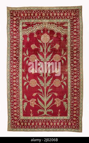 Textilpanel. Indien, Moguldynastie, Ende 17. Jahrhundert. Textilien; Paneele. Seidengeschnittener Samt Stockfoto