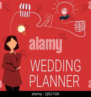 Konzeptionelle Bildunterschrift Hochzeitsplaner. Business-Schaufenster Hochzeitsplanerin Frau innovatives Denken Ideen für eine stabile Zukunft führen. Stockfoto
