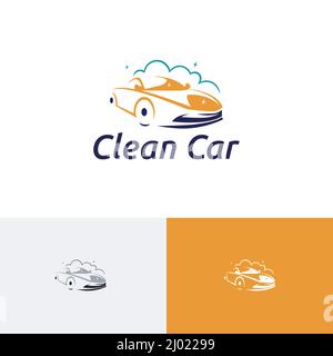 Clean Car Wash Silhouette Carwash Seife Foam Auto Service Abstraktes Logo Stock Vektor