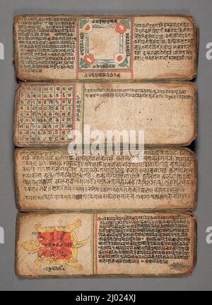 Buch der Astrologie und Omen. Nepal, 14.-16. Jahrhundert. Bücher. Undurchsichtige Aquarelle und Tinte auf Papier Stockfoto