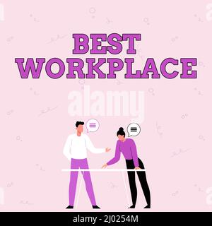 Schreiben Anzeige Text Best Workplace. Wort geschrieben über ideale Firma, um mit hoher Vergütung zu arbeiten stressfreie Partner Austausch neuer Ideen für Fähigkeiten Stockfoto