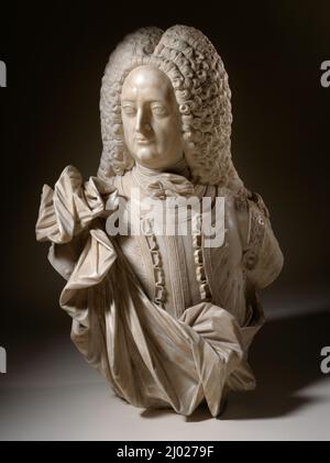 Porträt eines Mannes in Rüstung. Österreich oder Norditalien, ca. 1710-1720. Skulptur. Marmor Stockfoto