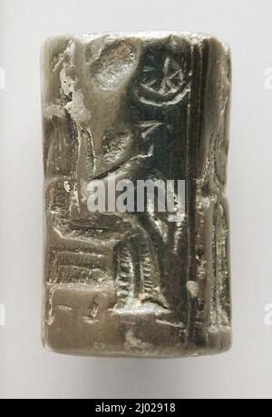 Zylinderdichtung. Iran, Mesopotamien oder Syrien, altbabylonische Zeit (ca. 2000-1600 v. Chr.). Werkzeuge und Geräte; Dichtungen. Hämatit Stockfoto