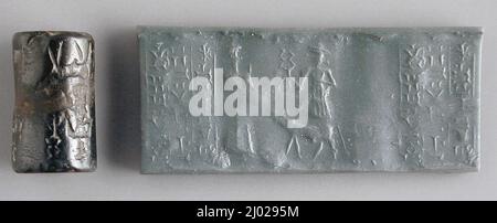 Zylinderdichtung. Mesopotamien, altbabylonische Periode, um 2000-1600 v. Chr. Werkzeuge und Geräte; Dichtungen. Hämatit Stockfoto