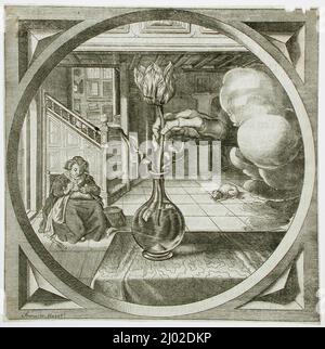 Illustration zu „Hovwelyck“ von Jacob Cats. Adriaen Pietersz van de Venne (Holland, Delft, 1589-1662)Theodor Matham (Holland, Haarlem, um 1605/1606-1676). Holland, 1625. Drucke; Gravuren. Gravur Stockfoto