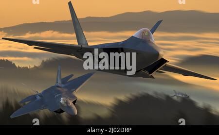 Lockheed Martin F-22 Raptor im Flug Stockfoto