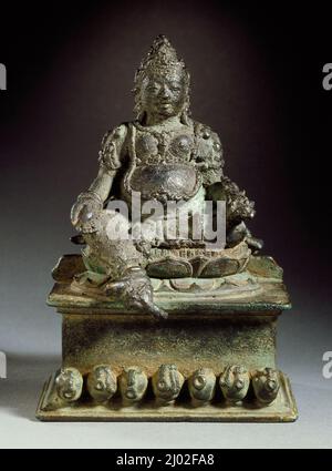 Kubera, der Gott des Reichs. Indonesien, Zentraljava, Anfang des 9.. Jahrhunderts. Skulptur. Kupferlegierung Stockfoto