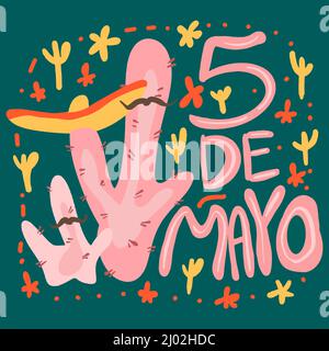 Mexikanischer Feiertag 5. Mai Cinco De Mayo Vector Postkarte. Stock Vektor
