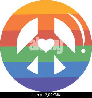 Friedenssymbol mit lgtbi-Flag-Symbol Stock Vektor