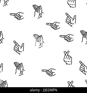 Hand Geste Und Gestikulieren Vektor Nahtloses Muster Stock Vektor