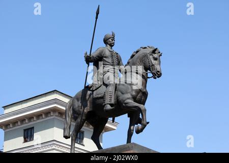 CHARKOW, UKRAINE - 23. APRIL 2011: Dies ist ein Denkmal für Kosaken Charko, den mythischen Gründer der Stadt. Stockfoto