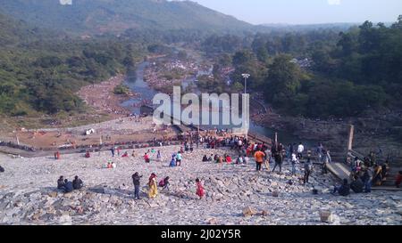 01 Januar 2020, Anandapur, Keonjhar District.Odisha, Indien - Hadgarh Dam, Hadagarh Reservoir. Stockfoto