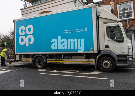 16. März 2022. Co-op-Lieferwagen in London Stockfoto