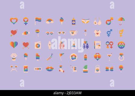Fünfzehn lgtbi-Community-Symbole Stock Vektor
