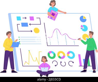Corporate Brand Analysis, Online Brand Reputation Management Konzept. Statistiken zur Markenbildung, Vektordarstellung zur Analyse von Markenmanagern. Marke Stock Vektor