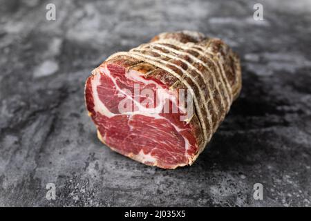 Capocollo typisch aus Martina Franca, Apulien Region Stockfoto