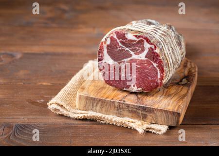 Capocollo typisch aus Martina Franca, Apulien Region Stockfoto