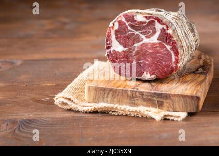 Capocollo typisch aus Martina Franca, Apulien Region Stockfoto