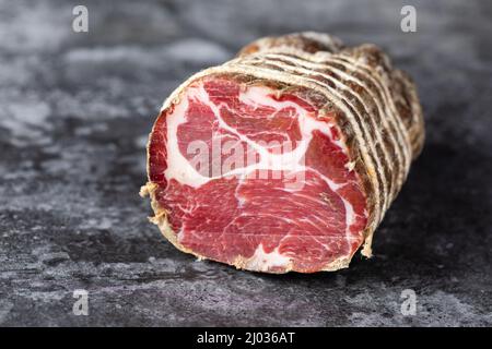 Capocollo typisch aus Martina Franca, Apulien Region Stockfoto