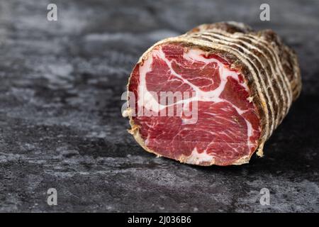 Capocollo typisch aus Martina Franca, Apulien Region Stockfoto