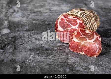 Capocollo typisch aus Martina Franca, Apulien Region Stockfoto