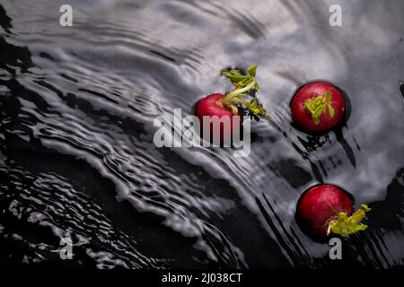 Radieschen im Wasser mit Wellen Stockfoto