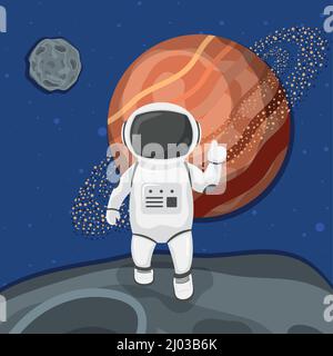 spaceman, der in der Weltraumszene läuft Stock Vektor