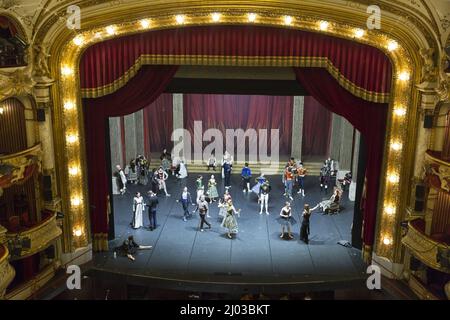 Probenbremse im Theater Stockfoto