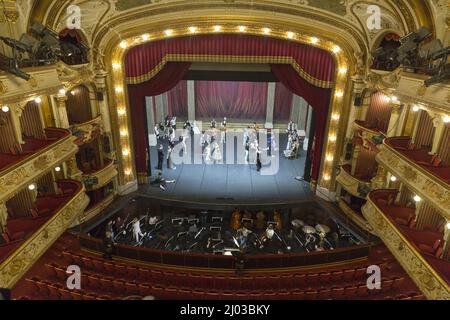 Probenbremse im Theater Stockfoto