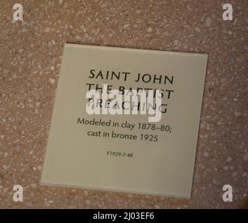 „St. John the Baptist, Prediging“ von Rodin, Rodin Museum, Philadelphia, Pennsylvania, USA Stockfoto