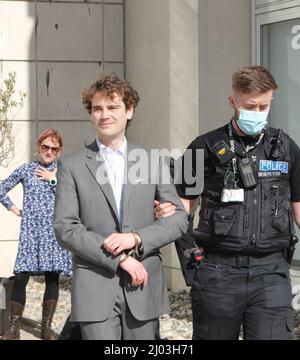 Extinction Rebellion Barclaycard HQ Protest -Stop Finanzierung fossiler Brennstoffe / besser ohne Barclays -14/03/22 Stockfoto