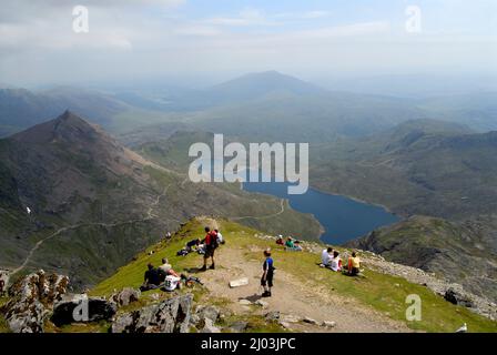 Blick vom Snowdon Summit Stockfoto