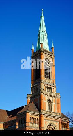 Die Johanneskirche am Martin-Luther-Platz in Düsseldorf. Sie wurde 1881 erbaut und wird auch Stadtkirche genannt. Stockfoto