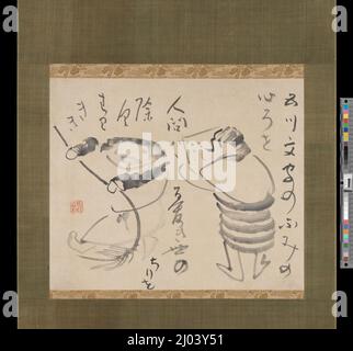 Kanzan und Jittoku. Sengai Gibon (Japan, 1751-1837). Japan, Edo-Zeit (1615-1868), Ende 18. bis Mitte 19. Jahrhundert. Gemälde; Schriftrollen. Hängende Bildrolle; Tinte auf Papier Stockfoto