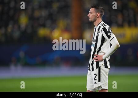 Mattia de Sciglio von Juventus während des UEFA Champions League-Spiels spielte am 22. Februar 2022 im Stadion La Ceramica in Villarreal, Spanien, die 16. Runde zwischen Villarreal CF und Juventus. (Foto von / PRESSINPHOTO) Stockfoto