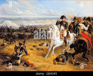 Napoleon Bonaparte in Wagram, Juli 1809, Ölgemälde auf Leinwand von Hippolyte Bellange, 1841 Stockfoto