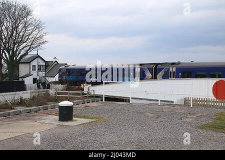 Altmodische Signalbox für Züge Stockfoto