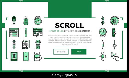 Scroll Computer Maus Cursor Landing Header Vektor Stock Vektor