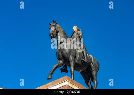 Reiterstandbild des Gonzalo Fernández de Córdoba, Gran Capitán, auf der Plaza de las Tendillas in Cordoba, Andalusien, Spanien | Reiterstandbild o Stockfoto