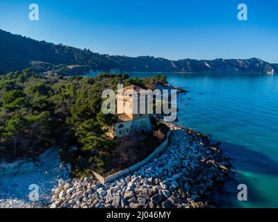 Die Küste von Portonovo auf den Marken, Italien Stockfoto