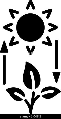 Schwarzes Glyphensymbol für Photosynthese Stock Vektor