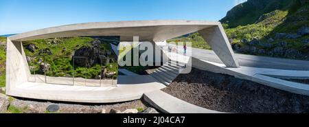 Bukkekjerka Rastplatz, Norwegisch Scenic Route Andøya, Vesteralen, Norwegen, entworfen vom Architekten Morfeus Arkitekter. Stockfoto